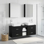 Set di mobili per il bagno 5 pz Rovere Nero 3406848