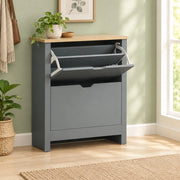 Scarpiera con 2 cassetti ribaltabili per fino a 12 paia di scarpe; pannello in legno; grigio chiaro; 72 × 26 × 80 cm