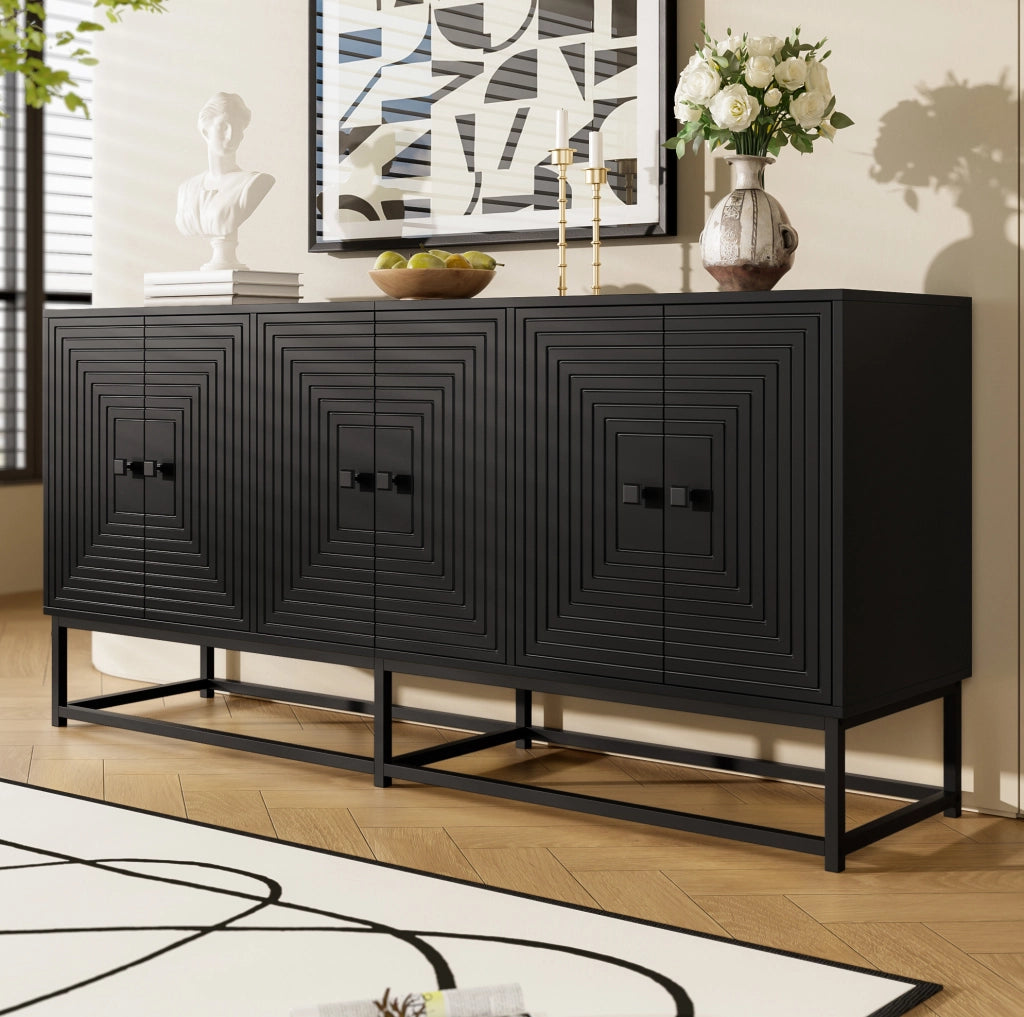 Credenza nera opaca con 3 vani a doppia anta