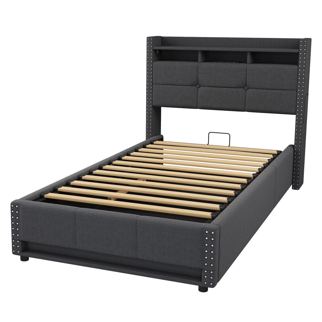 Letto contenitore 90x200 cm, colore grigio