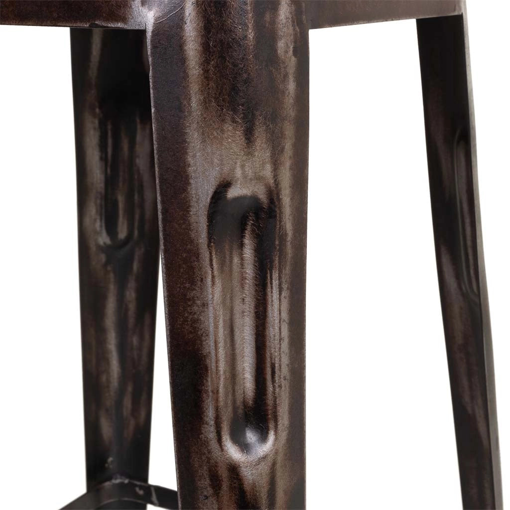 Sgabello metallo e pelle marrone 40x40x75h cm