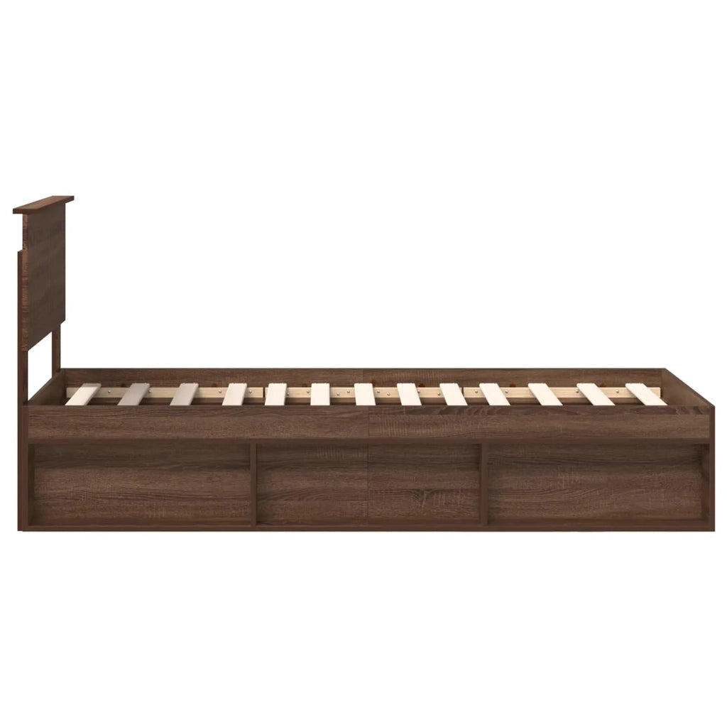 Letto singolo | Letto per adulti | Struttura del letto Rovere Marrone 75 x 190 cm Pino massello