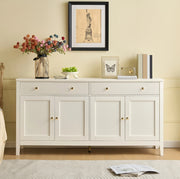 Credenza bianca con 2 cassetti e 4 ante