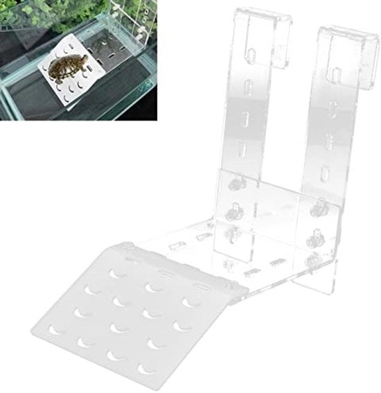 Piattaforma solare con morsetti - Piattaforma per tartarughe - Acrilico - Terrazza per tartarughe - Climatizzazione per tartarughe - Facile da installare - Alta versatilità - Piattaforma per tartarughe