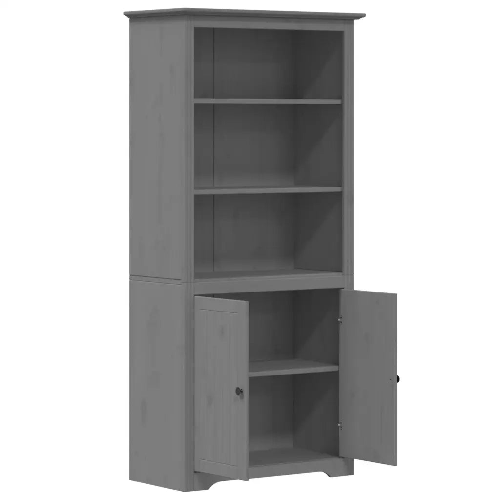 Libreria BODO 82x40x173 cm in Legno Massello di Pino Grigio 355058