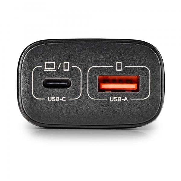 NGS ERA 45W BLACK: CARICATORE GaN DA PARETE UNIVERSALE DA 45W con 2 porte: USB-C + USB-A