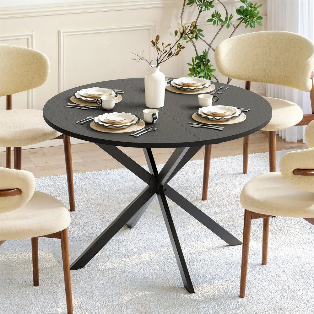 Tavolo Rotondo con Gambe a X ¨C MINIMAL ¨C Nero, 120 cm