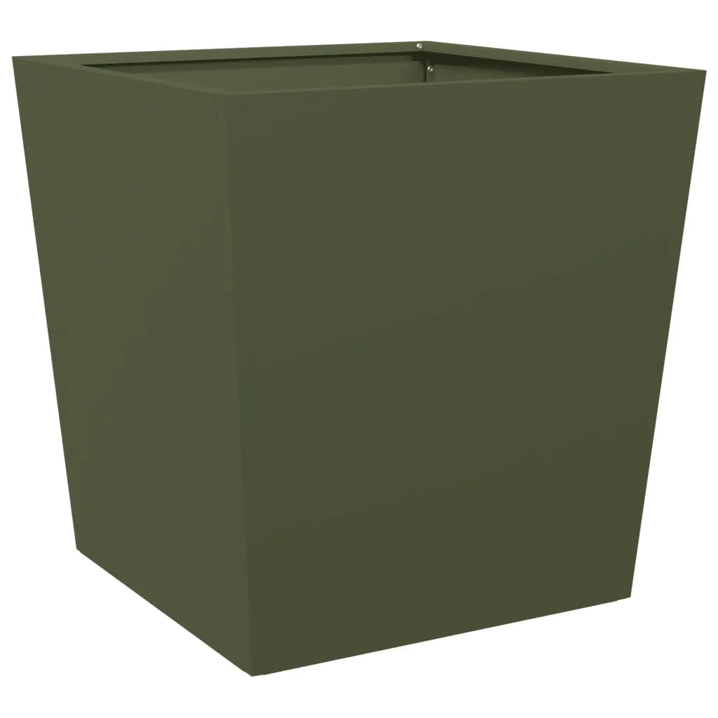 2 pz Fioriere | Cassetta per fiori | Vaso da Giardino Verde Oliva 50x50x50 cm in Acciaio
