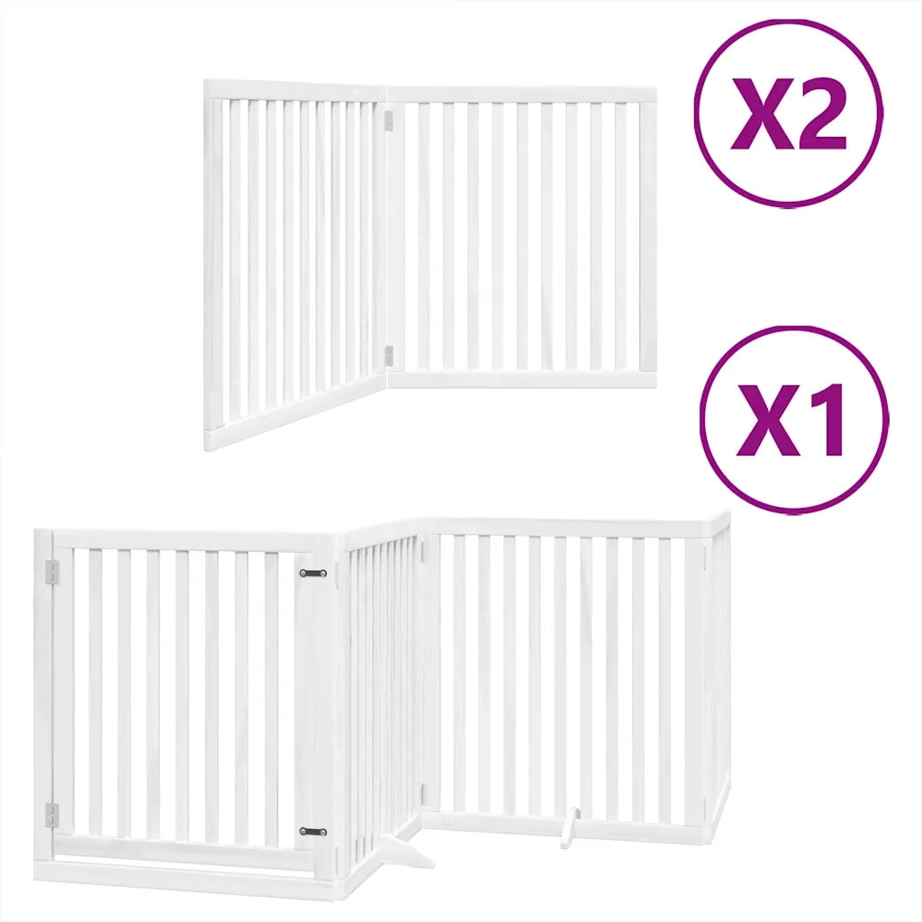Cancello Cani Porta Pieghevole Bianco 12 Pannelli 640 cm Pioppo CFW8098455