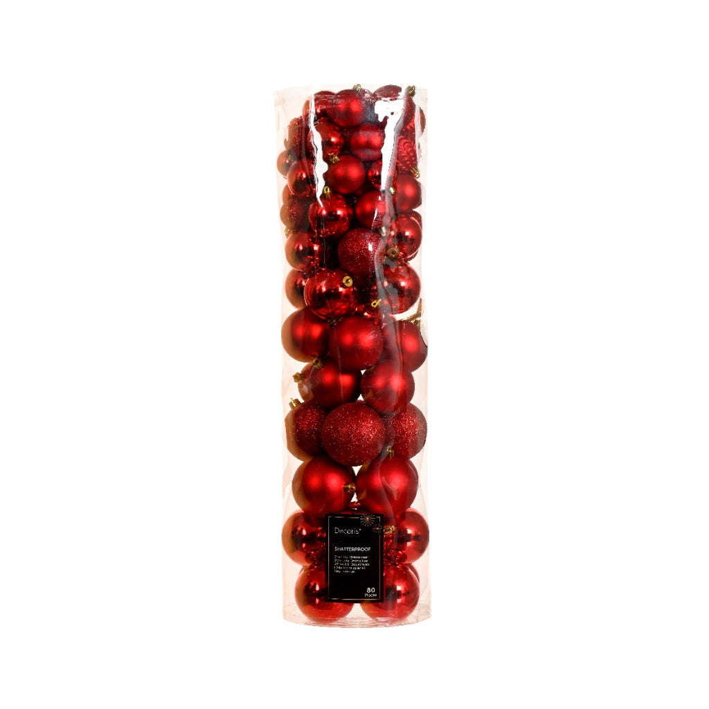 Confezione 80 palline rosse 8 cm
