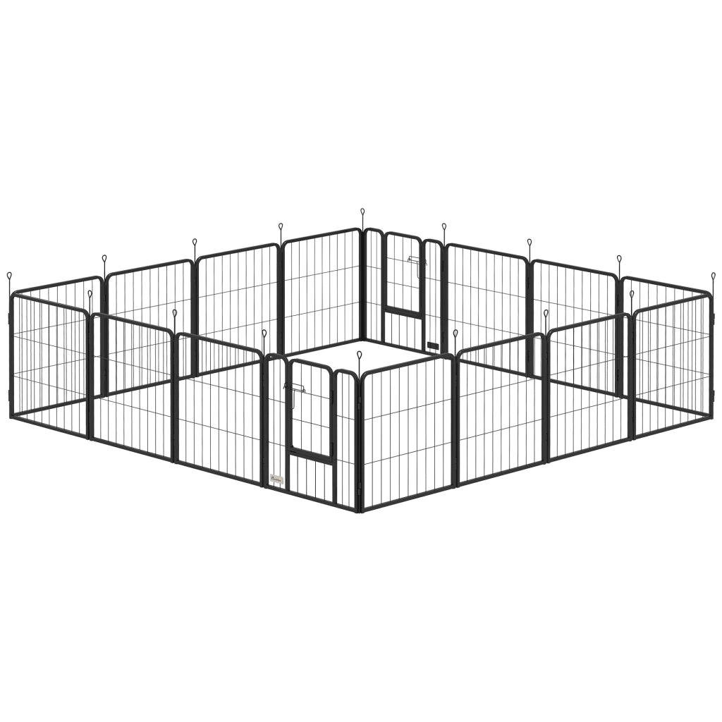 Recinto per Cani ¨C Minimal ¨C 16 Pannelli Pieghevole Nero