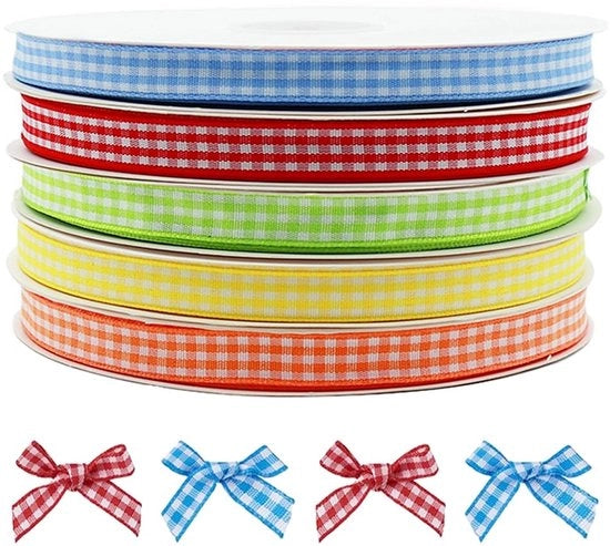 Tessuto decorativo a strisce multicolori - 5 pezzi - 10 metri x 10 mm - Polyester duraturo