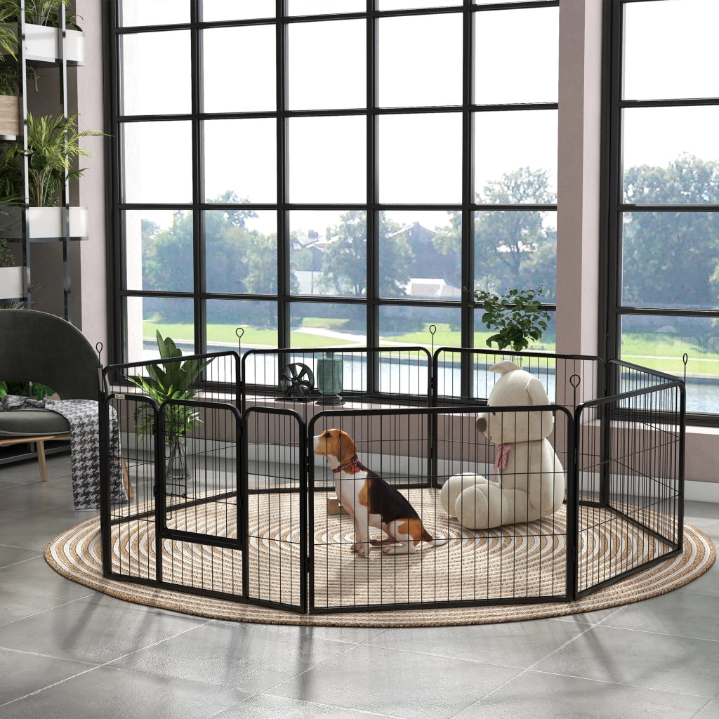 Recinto per Cani 8 Pezzi Modulabile Interno Esterno ¨C zephmum ¨C Acciaio Nero 80x60 cm