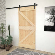 Porta scorrevole Naturale e Nero 80 x 210 cm 3444849