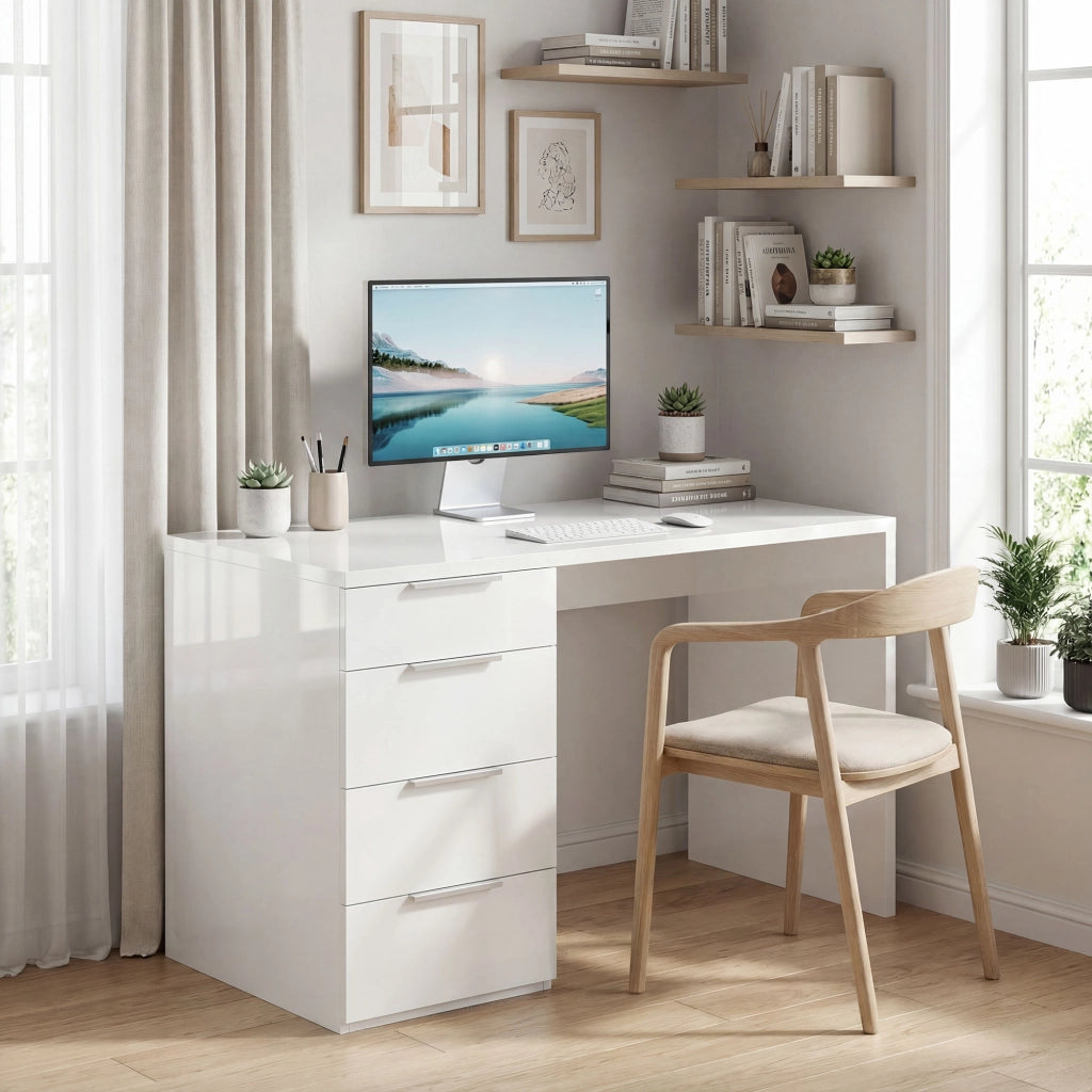 Scrivania con Cassetti ¨C Xylo ¨C Bianco Salvaspazio 110x61.5x75 cm
