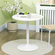 Tavolo da pranzo rotondo per cucina in MDF bianco con base in acciaio e piedini antiscivolo Ø 70 × 75 cm