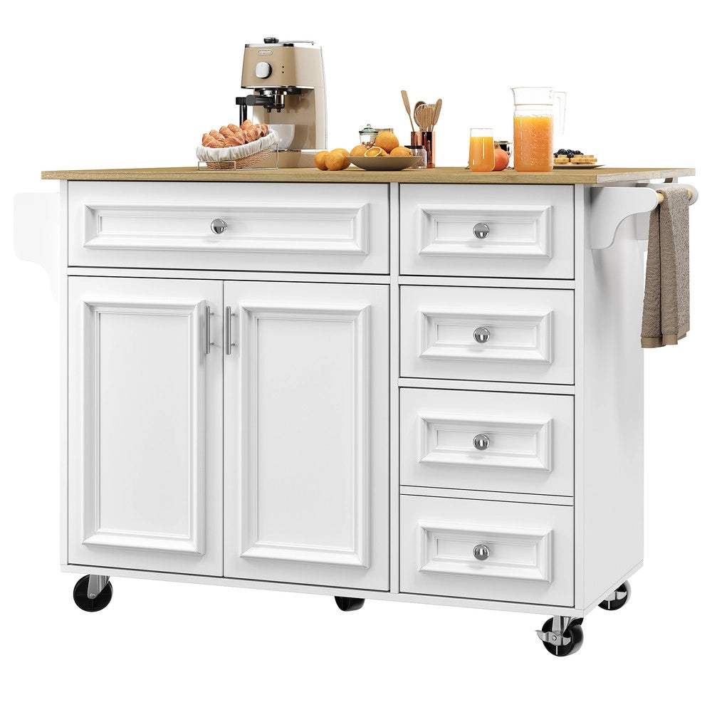 Isola Cucina Multifunzionale con Buffet ¨C Xylo ¨C Bianco, 110x45-75x92 cm