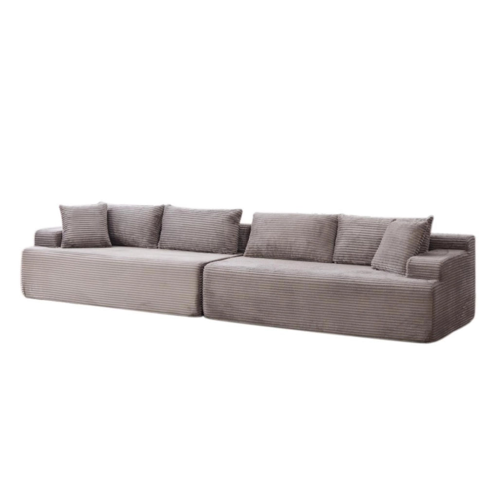 Divano modulare, divano compatto, tessuto chenille, schiuma ad alta elasticità 30D, base antiscivolo, 6 posti, grigio