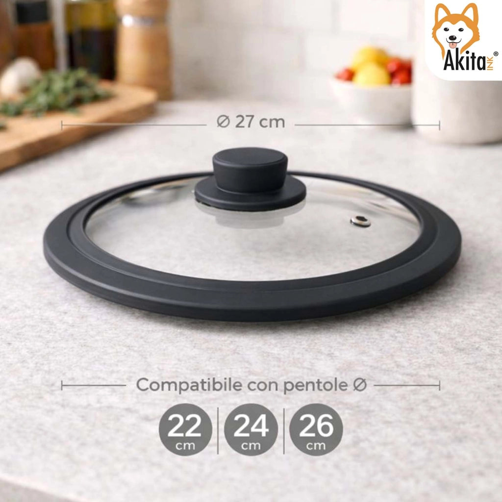 Akitaink Coperchio Vetro Silicone 22 24 26 cm