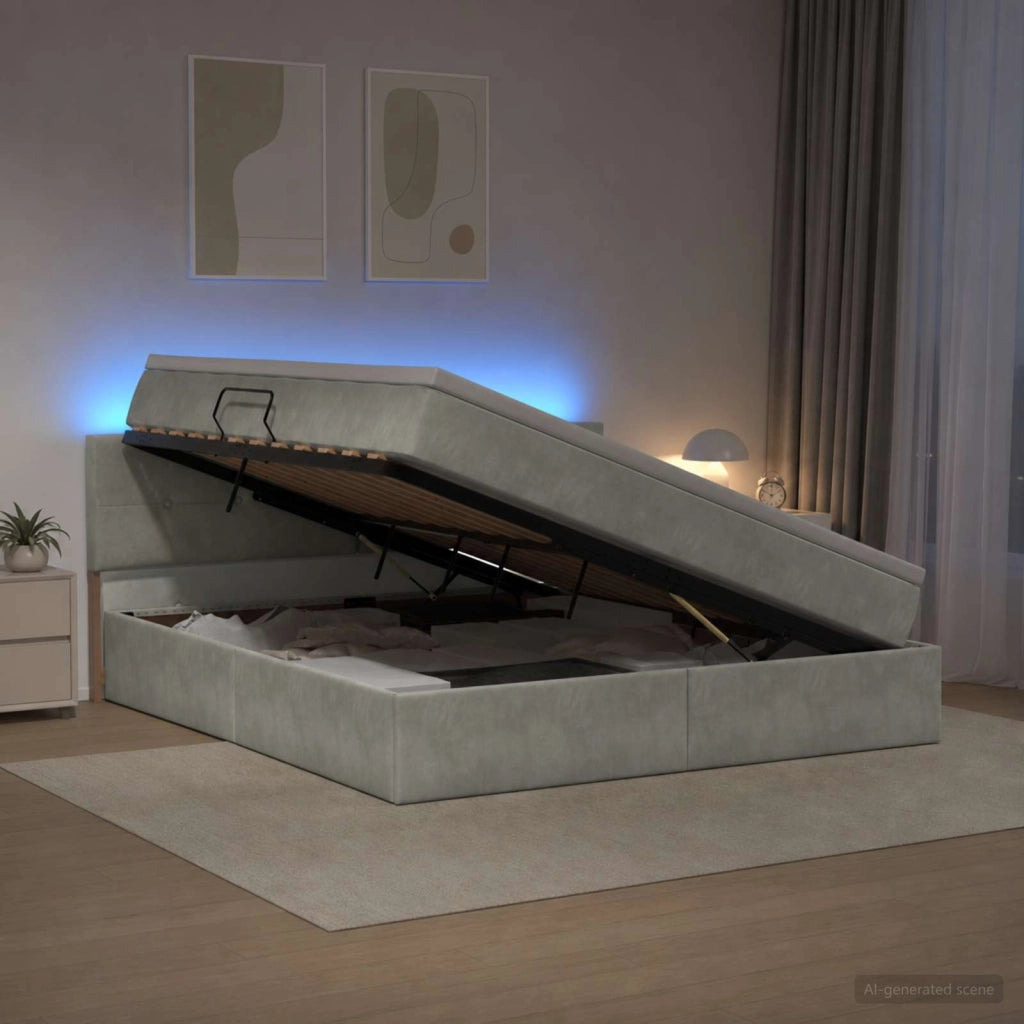 Letto con contenitore LED e materasso Grigio Chiaro 3459252