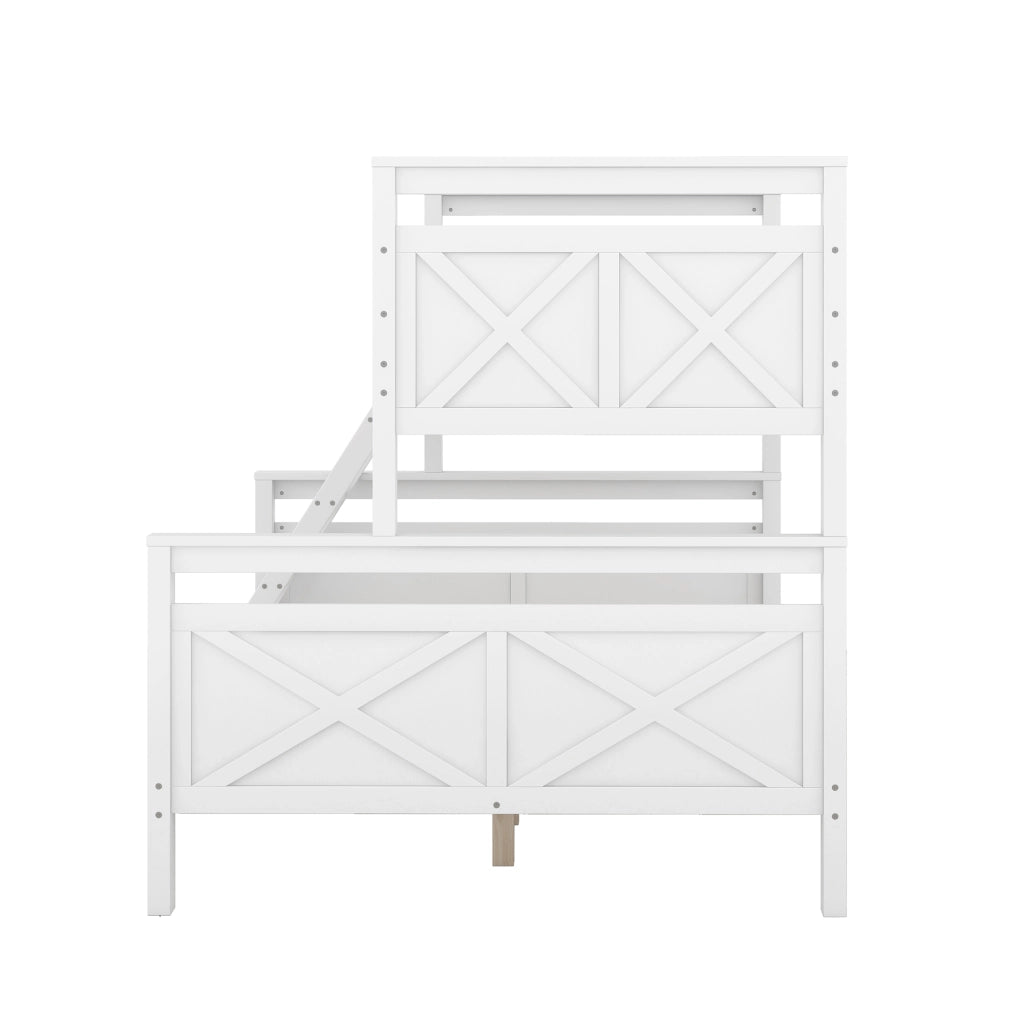 Letto a castello 90×200 cm e 140×200 cm; 3 posti; convertibile in 2 letti; senza materasso; bianco