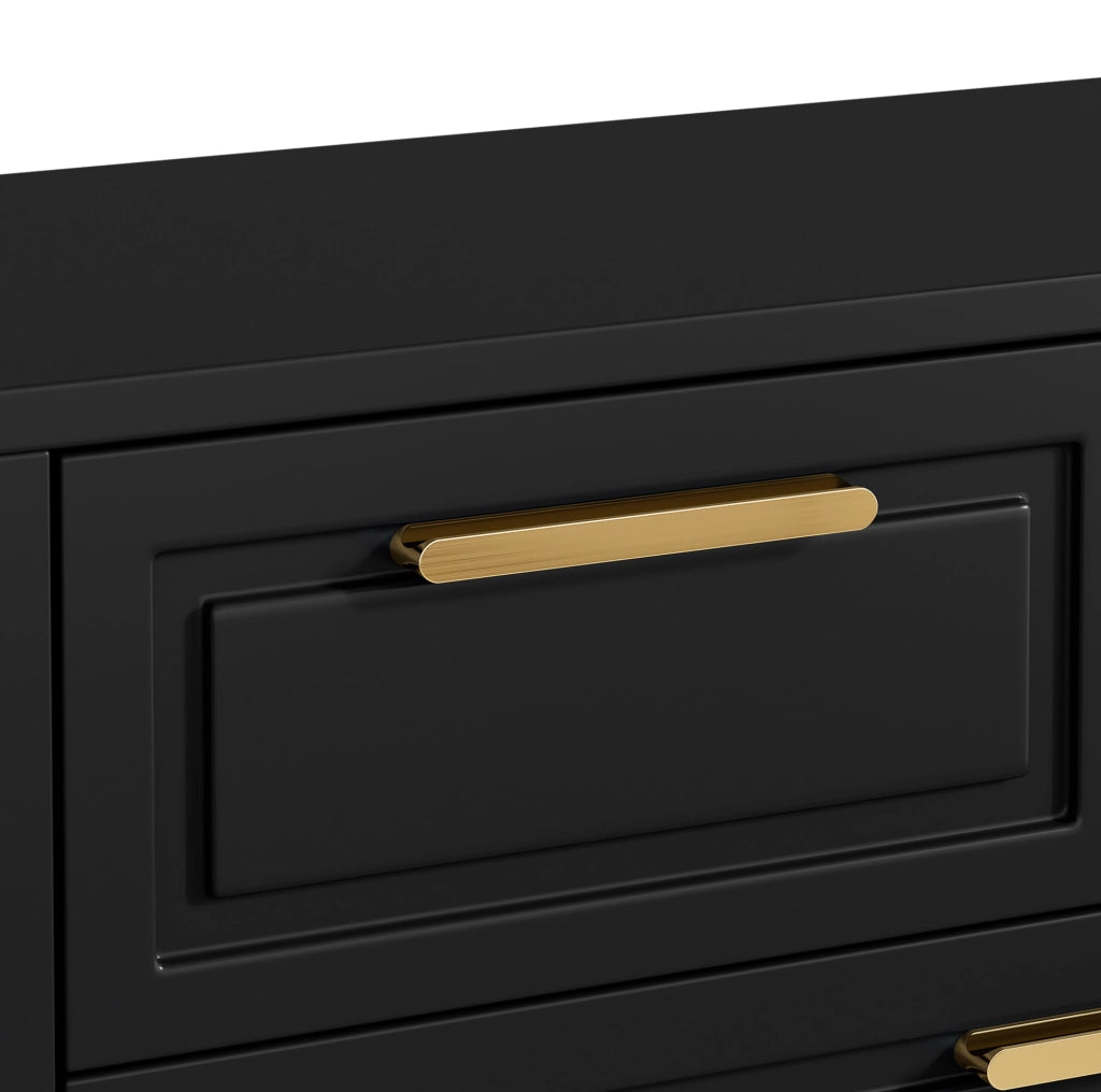 Scarpiera 95x24x107 cm nera con cassetti; ripiani regolabili e vani aperti HOMVRA