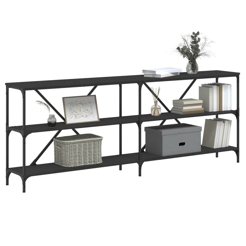 Tavolino Consolle | Tavolo d'Ingresso Nero 200x30x75 cm Legno Multistrato e Ferro