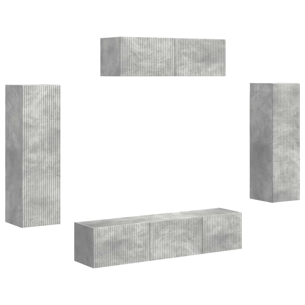 Mobile TV-Credenza per TV 5 pcs Grigio cemento