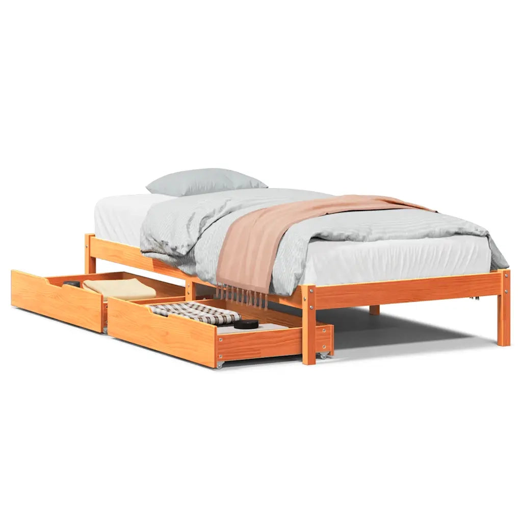 Letto senza Materasso-Struttura Letto Marrone Cera 100x200 cm in Legno di Pino 607831