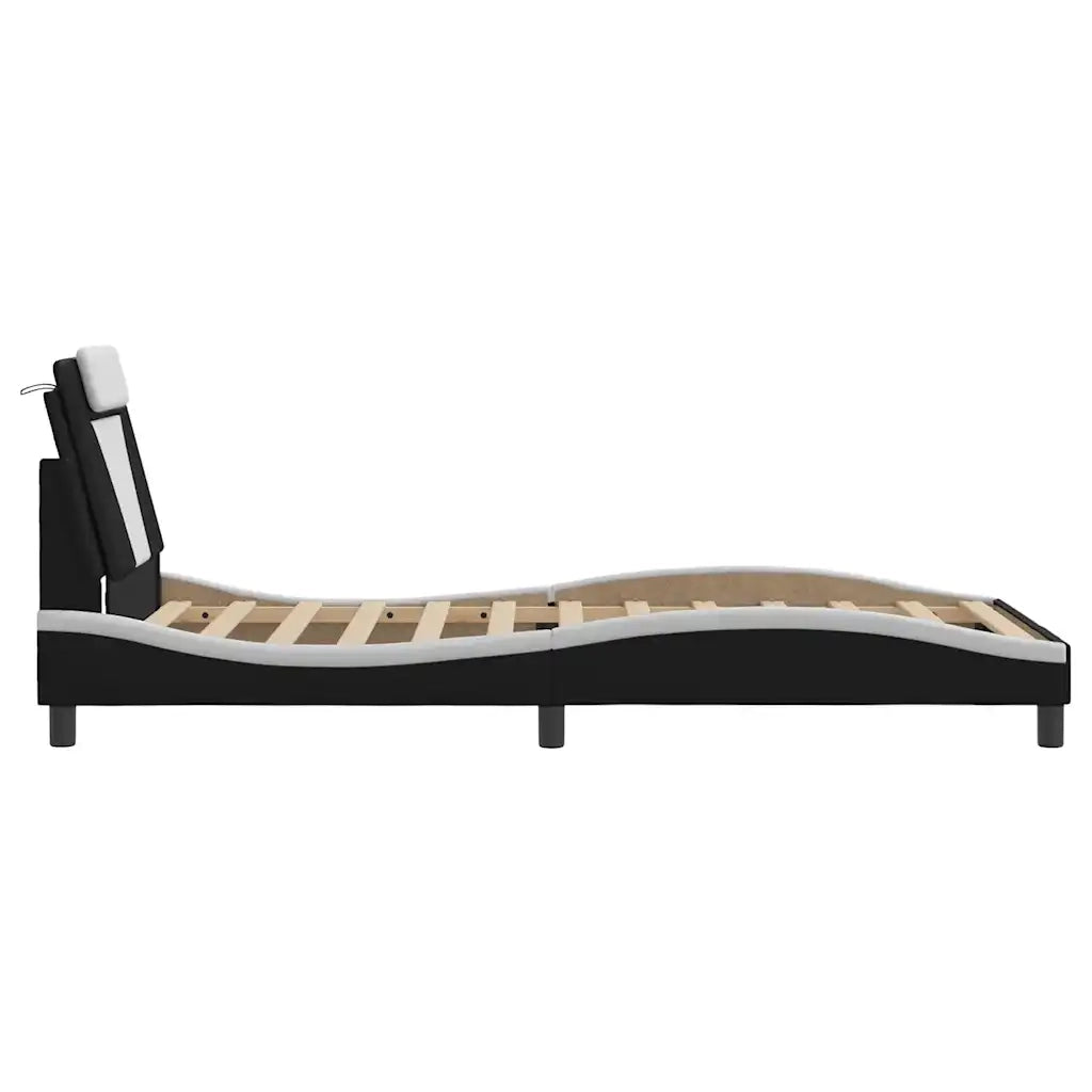 Giroletto Viana senza Materasso Nero e Bianco 100x200 cm in Similpelle