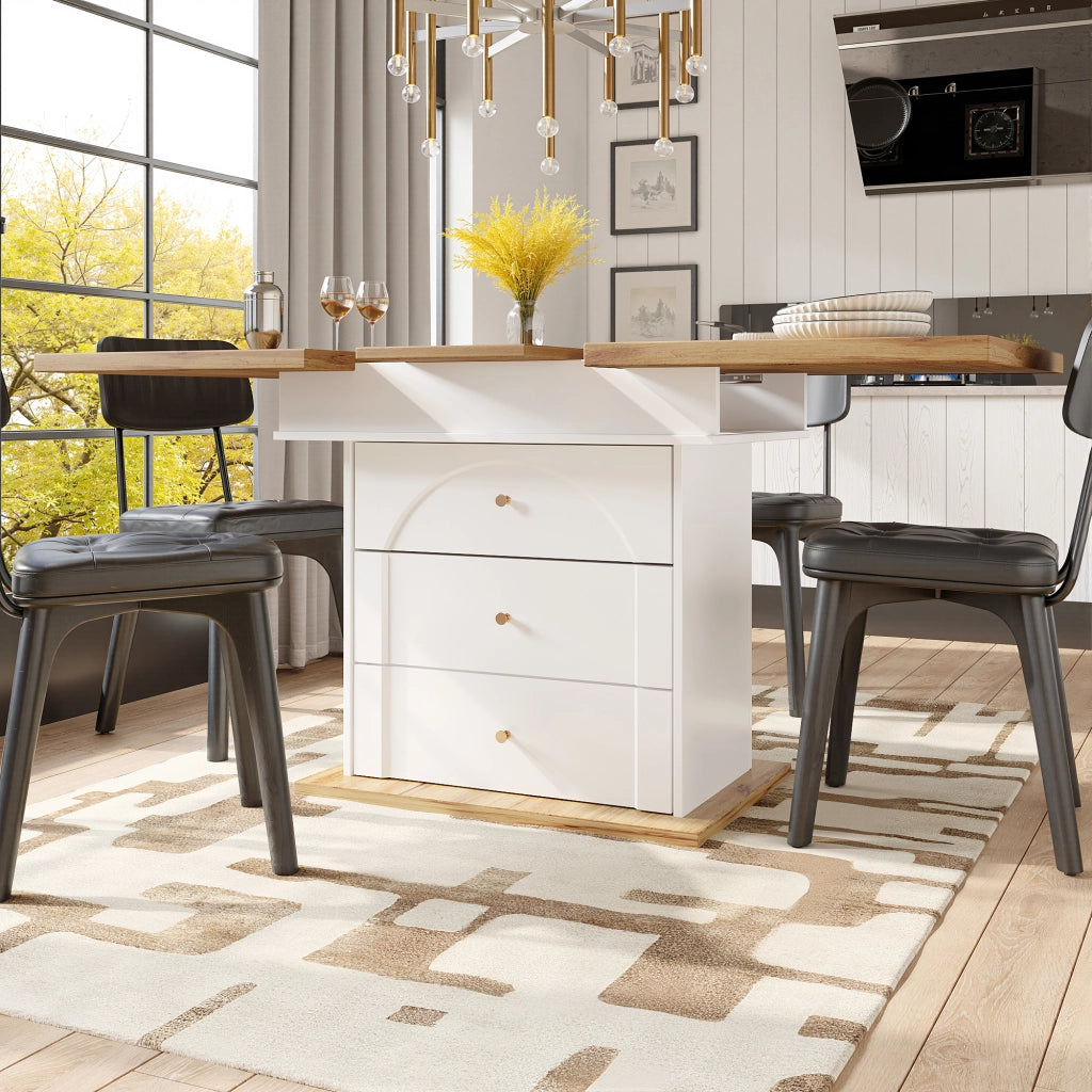 Tavolo allungabile con piano estensibile bilaterale e vano contenitore in MDF 110 × 80 × 75 cm
