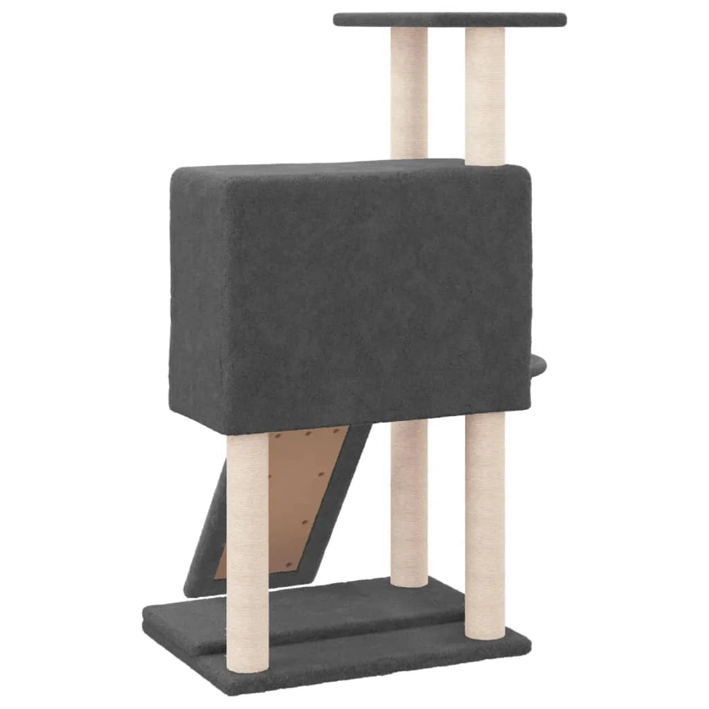 Tiragraffi per gatti torre per arrampicata giocattolo piattaforma per arrampicata con tiragraffi in sisal scuro 96 cm grigio 02_0022719