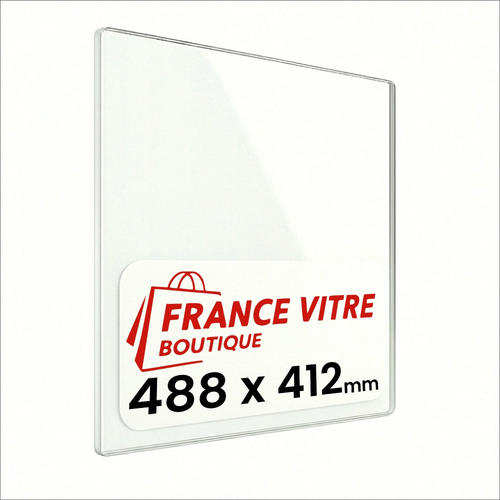 488 x 412 x 4 mm - Vetro per stufa a legna - vetro camino di ricambio - vetro per caminetto resistente al fuoco - France Vitre
