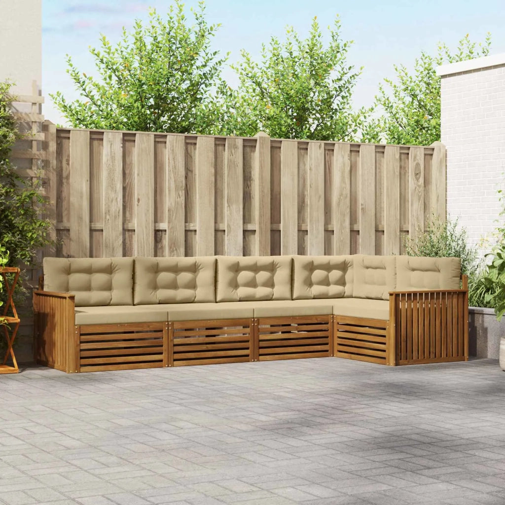 Set di divani da esterno con cuscino 5 pcs Naturale e Beige 3373458