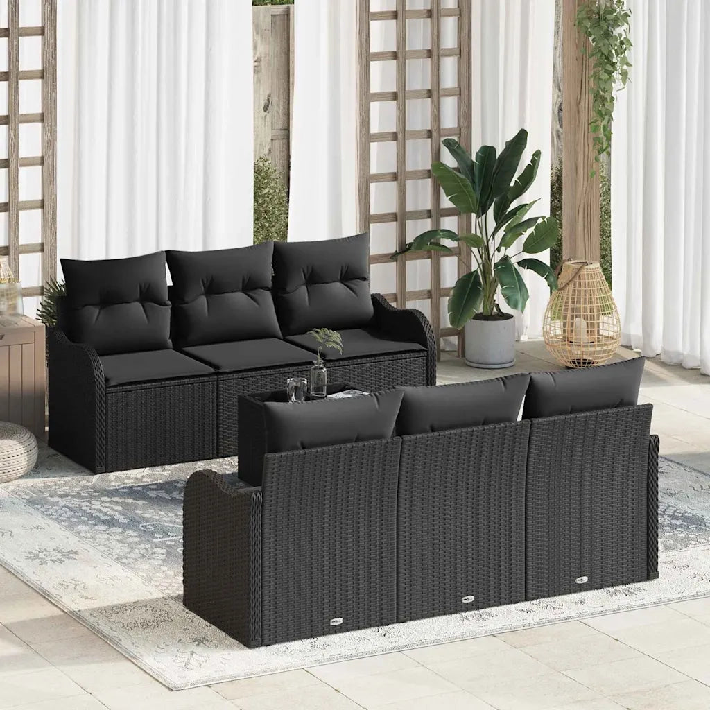 Set Divano da Giardino con cuscino con archiviazione 7 pcs Nero