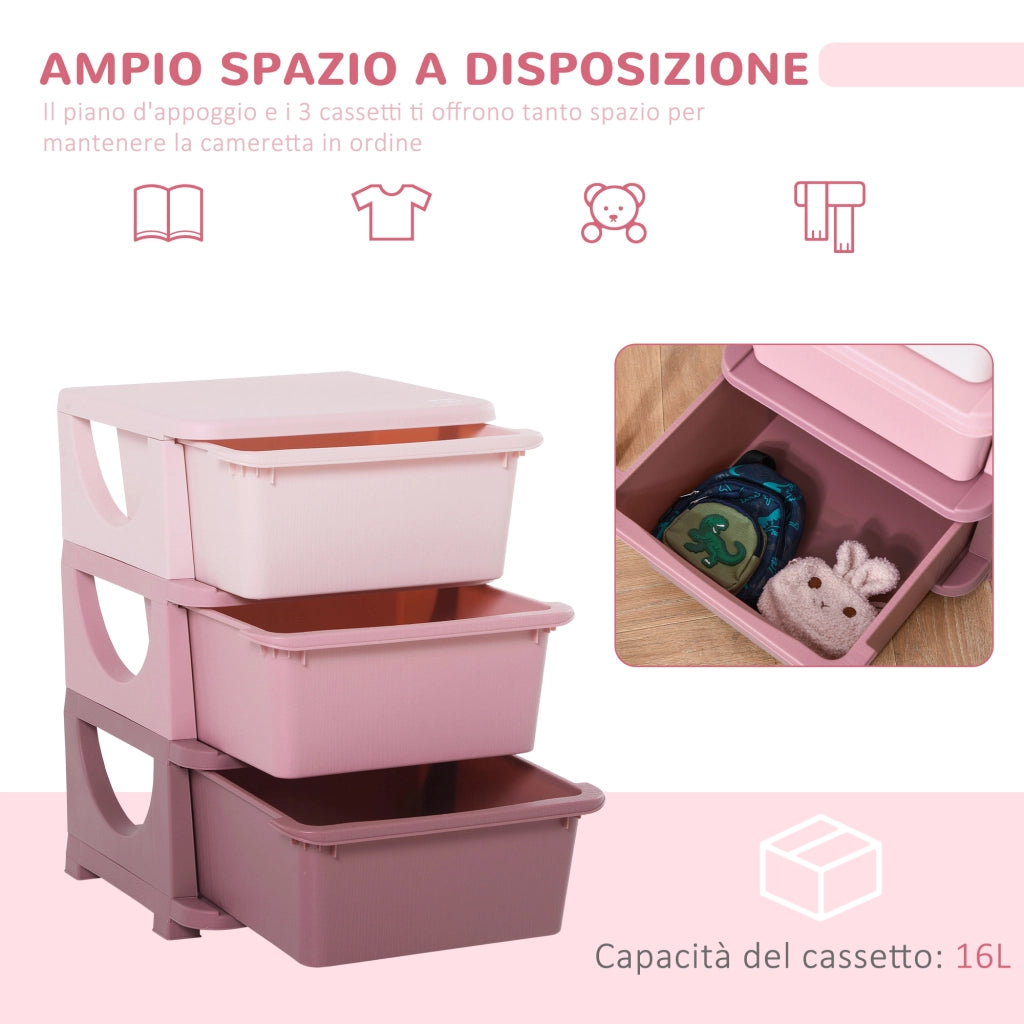Cassettiera 6 Cassetti per Bambini ¨C Minimal ¨C Rosa 37x37x56.5 cm