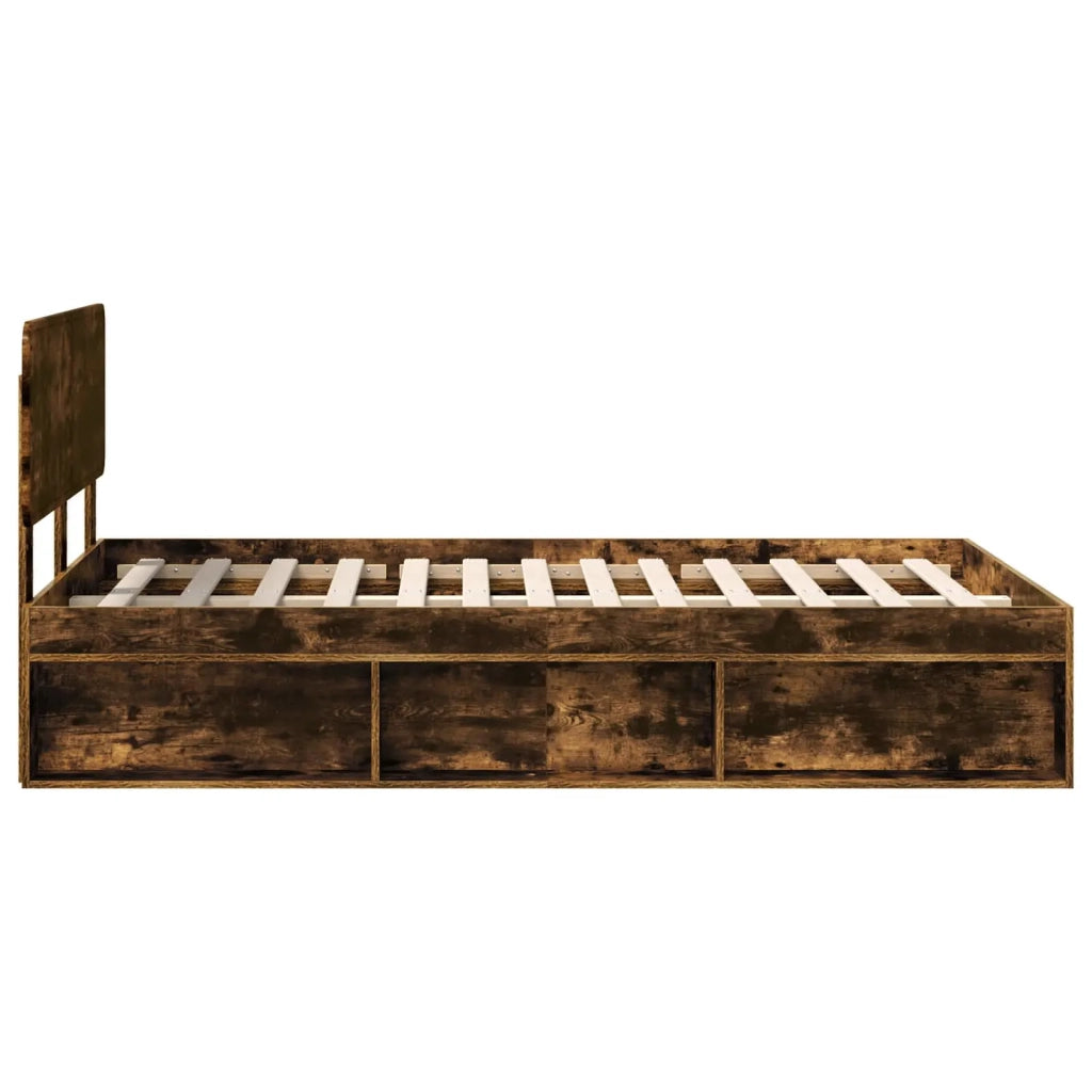 Letto matrimoniale | Letto per adulti | Struttura del letto Rovere fum¨¦ 135 x 190 cm Pino massello