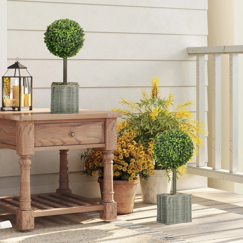 PIANTE ARTIFICIALI Set da 2 pezzi bosso UV 50 cm verde