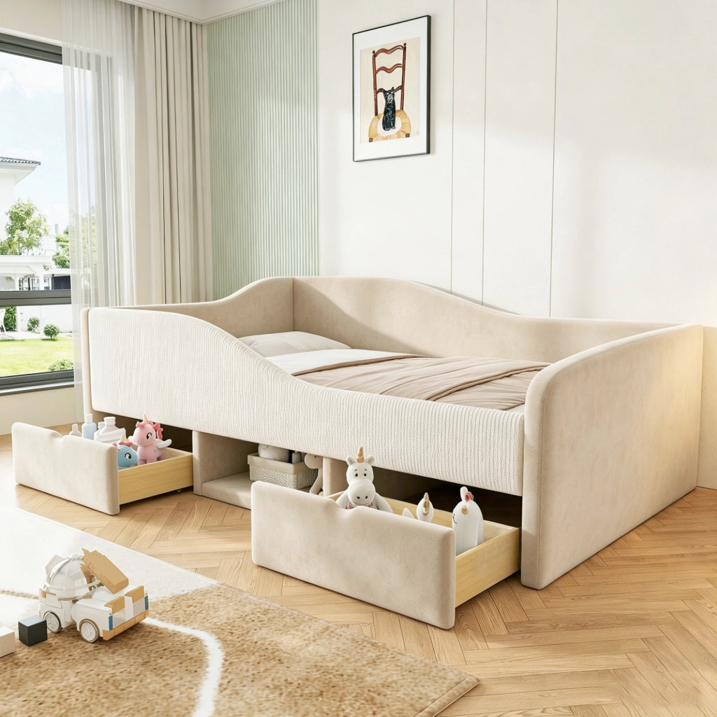 letto imbottito velluto beige 98 x 201 cm
