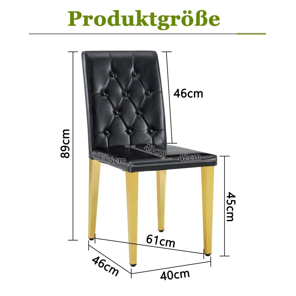 SEDIA da pranzo set da 4 pezzi nero e oro con schienale trapuntato