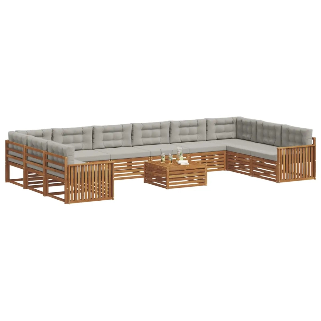 Set divani con cuscino 11 pcs Grigio Naturale e Chiaro 3374246