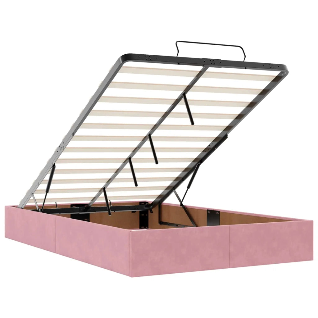 Letto Ottomano con Materasso e LED Rosa 120 x 190 cm Velluto 3457130