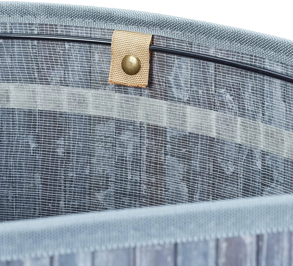Cesto portabiancheria pieghevole con sacco triangolare 65 cm bambù grigio 13_0001902_5