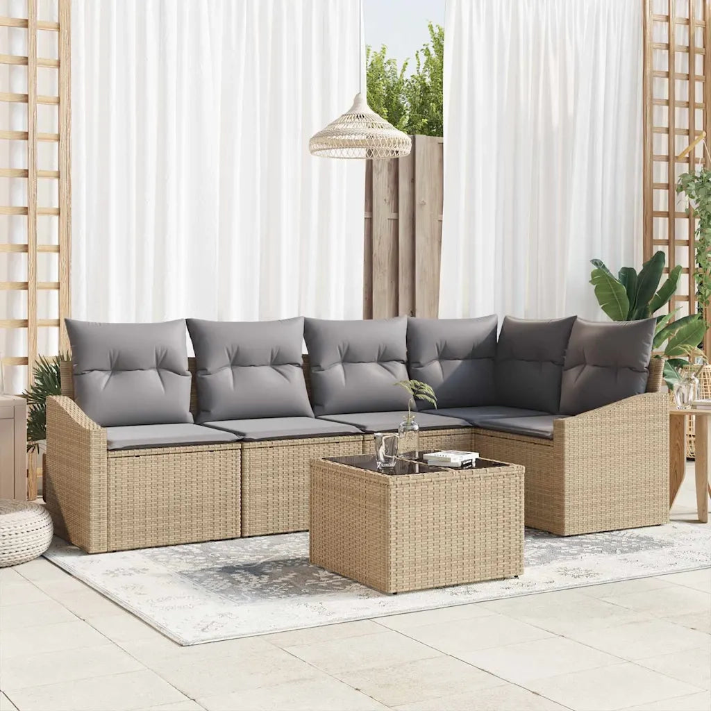 Set di divani con cuscino 6 pcs Beige polyrattan 3346730