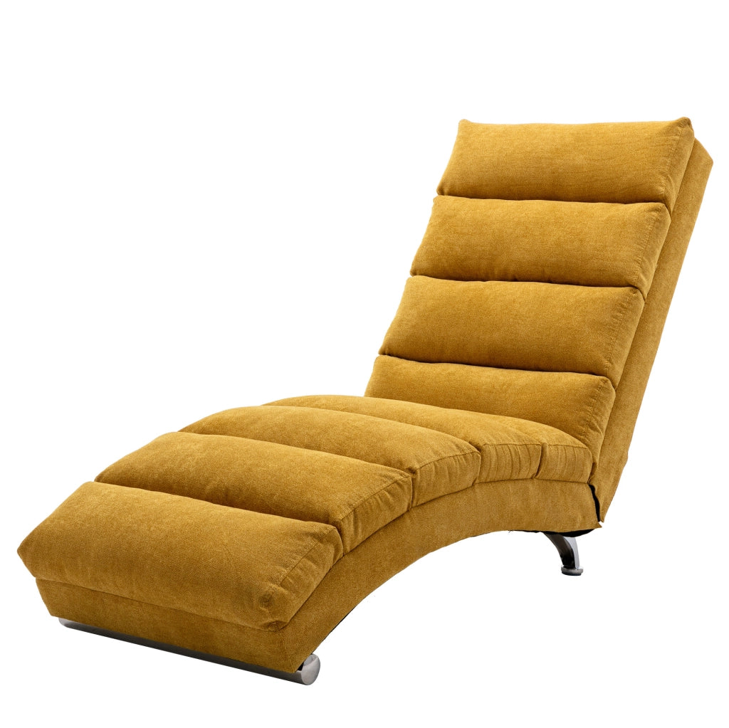 Chaise longue massaggiante 55x148x84 cm con vibrazione; lino giallo senape