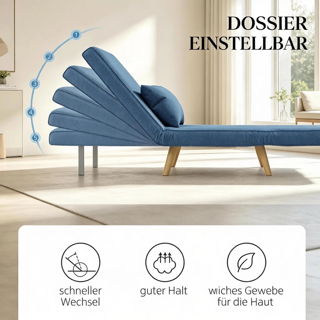Divano letto pieghevole con schienale regolabile, divano pieghevole moderno, mobile versatile per il soggiorno (solo con 1 divano pieghevole)