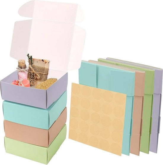 Scatole Quadrangolari in Cartone - Produrre - 20 Pezzi - Kraft - Confezioni di Regalo - 12 x 12 x 5 cm - Facili da Assemblare - Feste e Compleanni - Adatti a Diverse Occasioni - Cartone Miele