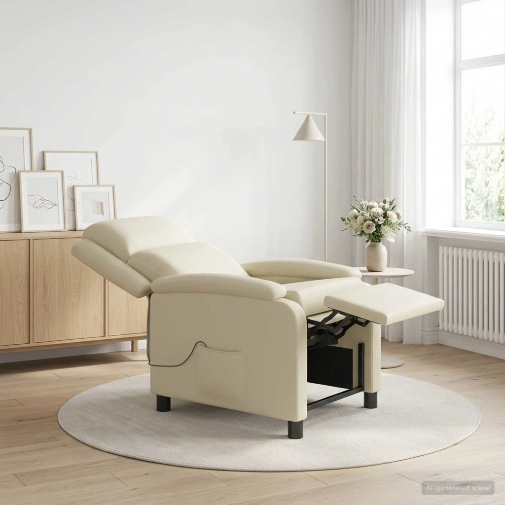 Poltrona Massaggiante Crema Similpelle 42034862