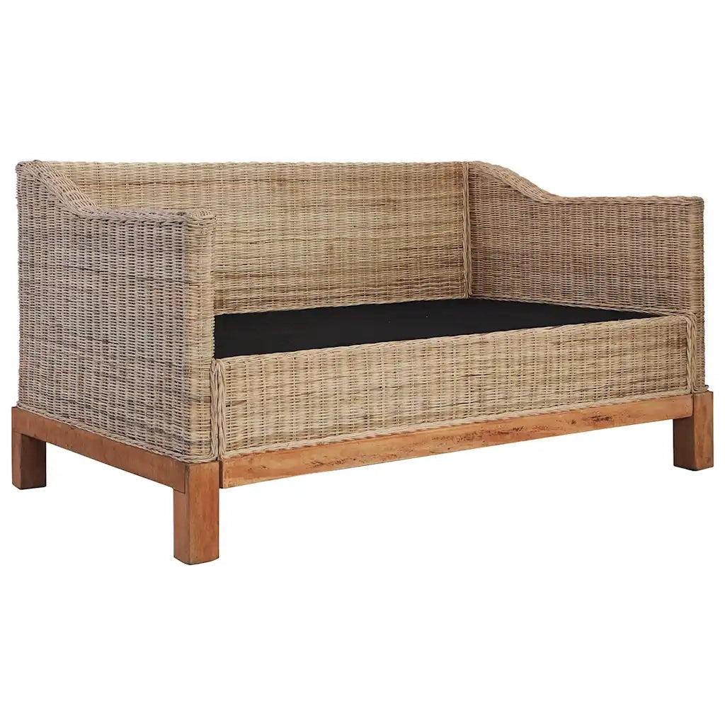 Divano a 2 Posti con Cuscini in Rattan Naturale 283076
