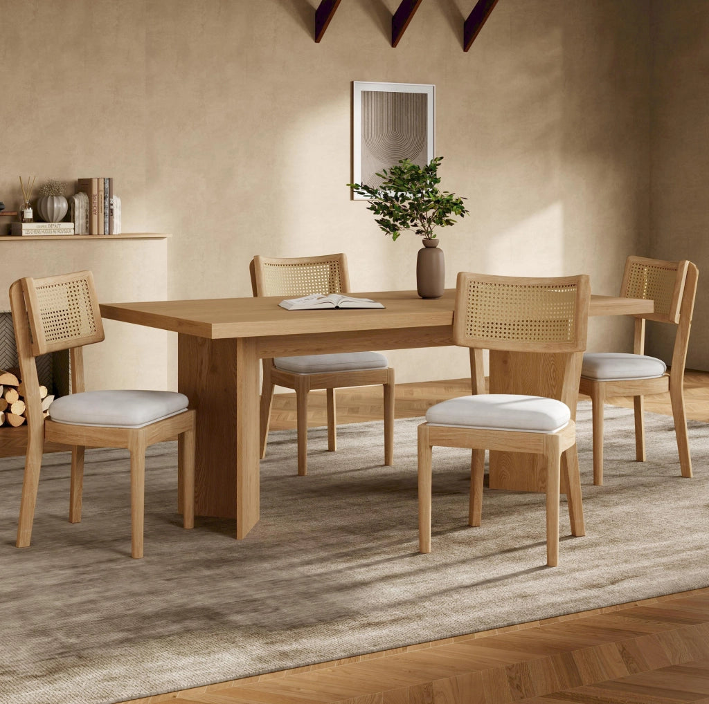Set di 6 sedie in legno con schienale in rattan
